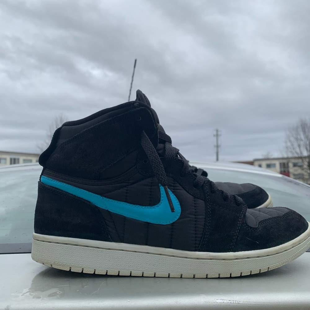 Nike Black High-Top Sneakers with Teal Swoosh